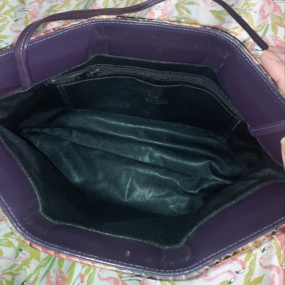 1980s Bags By Varon Vintage Multicolored Snakeskin Cocktail Clutch Handb… - Picture 6 of 10